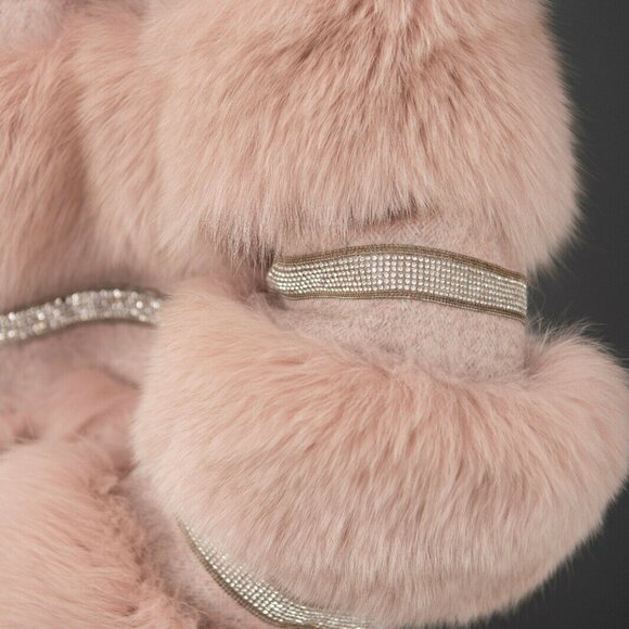 NewReal Fox Fur Paneled Wool Tweed Overcoat Jacket Sequin Rhinestone embellished - Picture 6 of 6